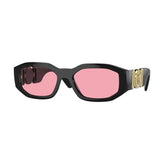 Versace VE 4361 GB1/84 Black Plastic Geometric Sunglasses Pink Lens